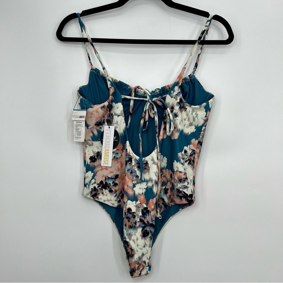 NWT Amuse Society Blurr Evelyn One Piece Deep Lagoon Floral Swimsuit Bareback M - Picture 8 of 12